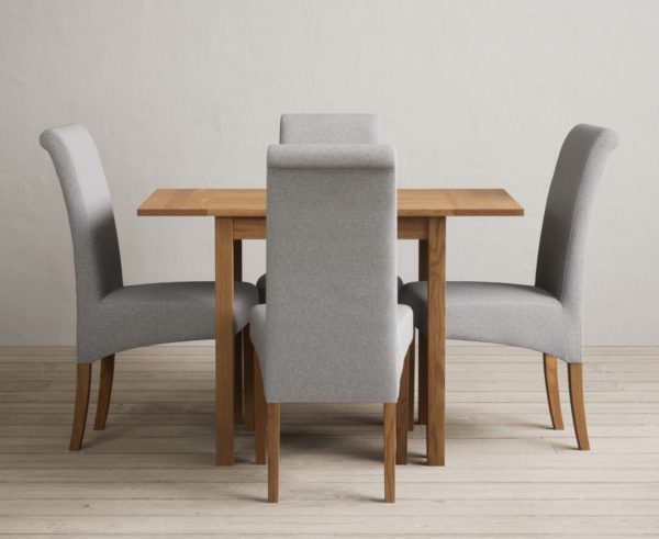Extending York 70cm Solid Oak Drop Leaf Dining Table with 2 Natural Chairs