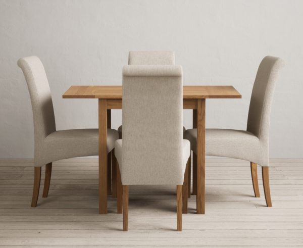 Extending York 70cm Solid Oak Drop Leaf Dining Table with 4 Blue Chairs