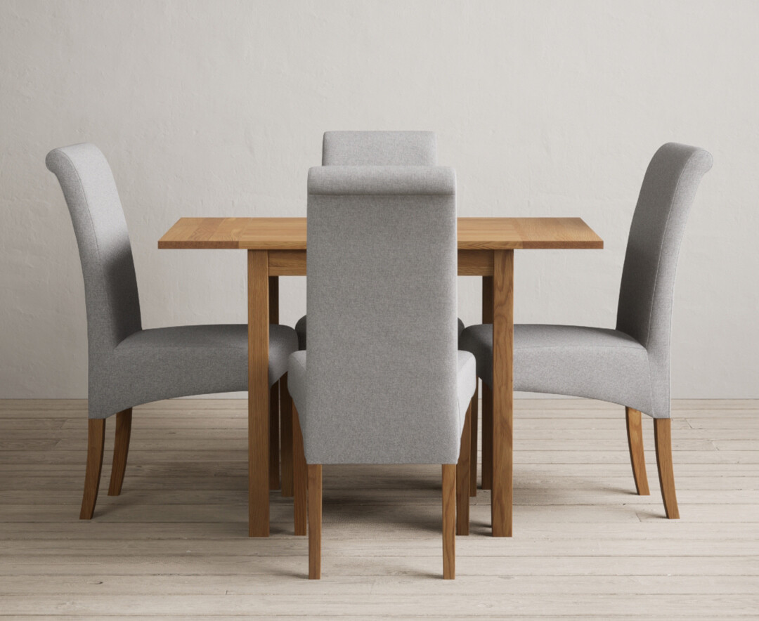 Extending York 70cm Solid Oak Drop Leaf Dining Table with 4 Brown Chairs Extending York 70cm Solid Oak Drop Leaf Dining Table with 4 Brown Chairs