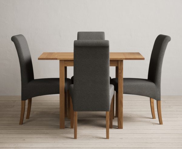 Extending York 70cm Solid Oak Drop Leaf Dining Table with 4 Natural Chairs