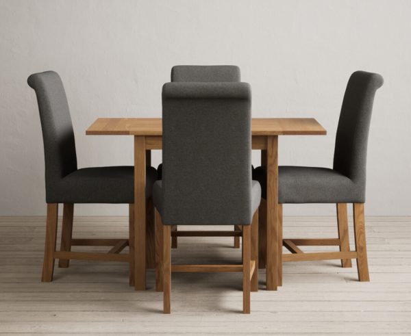 Extending York 70cm Solid Oak Drop Leaf Dining Table with 4 Natural Chairs