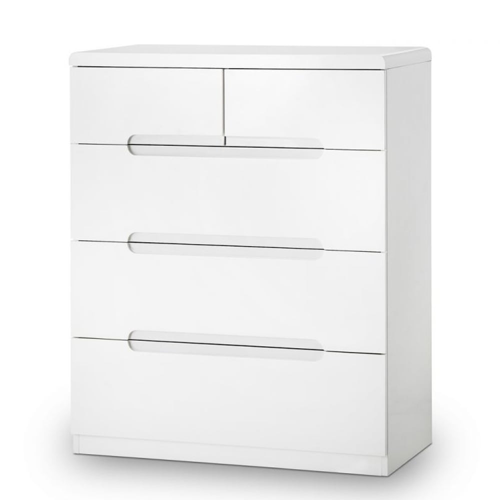 Magaly High Gloss Chest Of 5 Drawers In White Magaly High Gloss Chest Of 5 Drawers In White