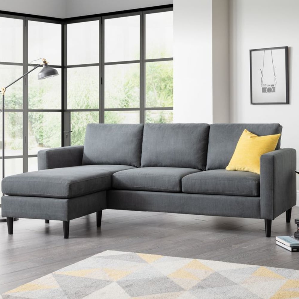 Manati Fabric 3 Seater Sofa With Ottoman In Grey Manati Fabric 3 Seater Sofa With Ottoman In Grey