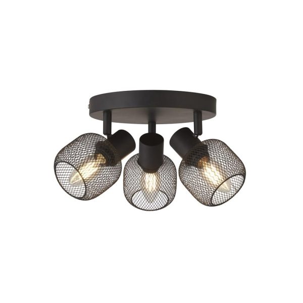 Meshy 3 Light Cage Spotlight Round In Black