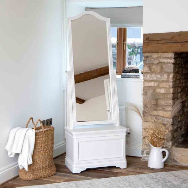 Sarnia Wooden Cheval Mirror In White Frame