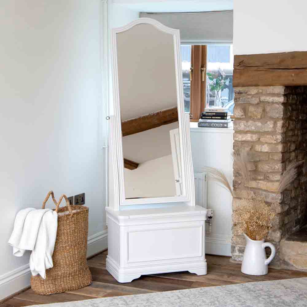 Sarnia Wooden Cheval Mirror In White Frame Sarnia Wooden Cheval Mirror In White Frame