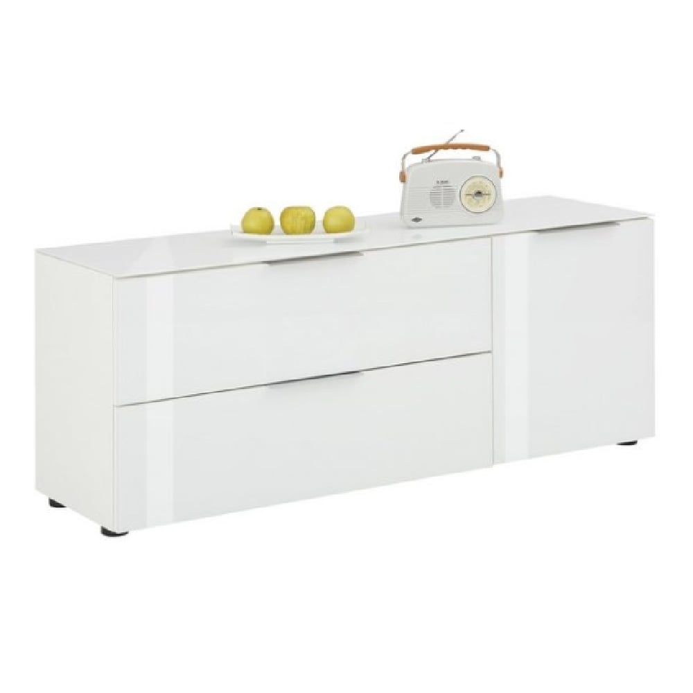 Taos Wooden TV Stand With Glass Top In White Taos Wooden TV Stand With Glass Top In White