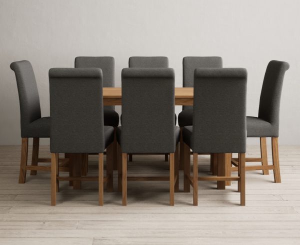 York 120cm Solid Oak Dining Table with 6 Grey Chairs