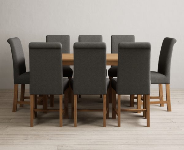York 150cm Solid Oak Dining Table with 6 Blue Chairs