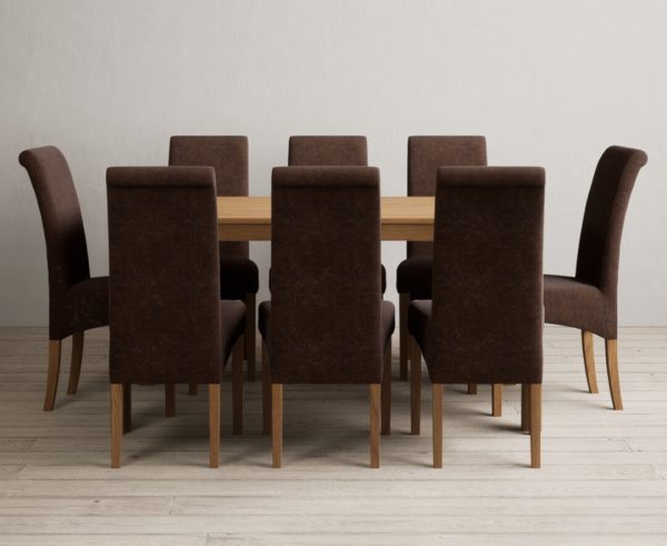 York 150cm Solid Oak Dining Table with 6 Brown Chairs