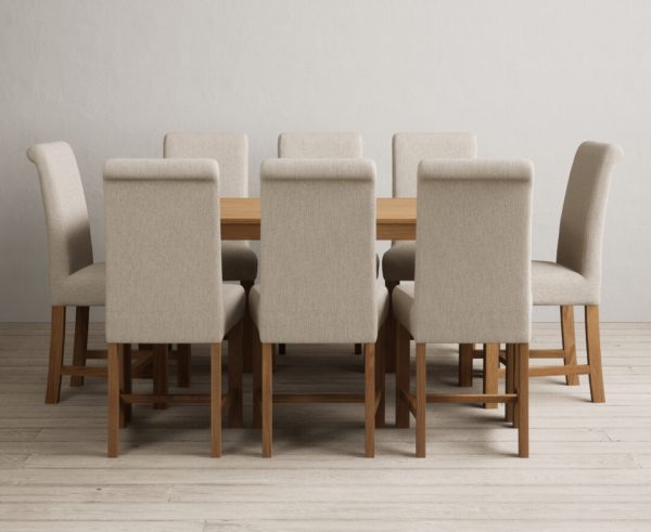 York 150cm Solid Oak Dining Table with 8 Grey Chairs