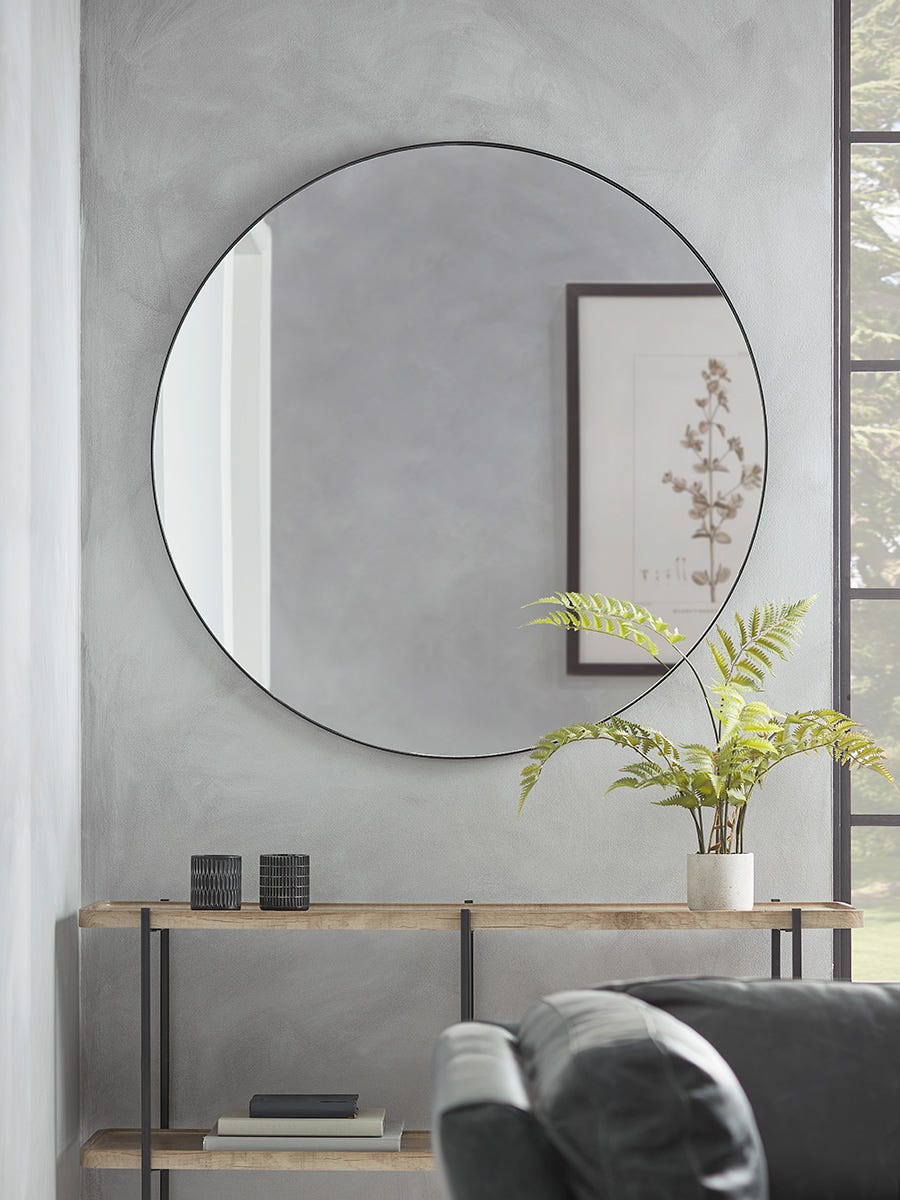 Black Slim Frame Round Mirror - Extra Large Black Slim Frame Round Mirror - Extra Large