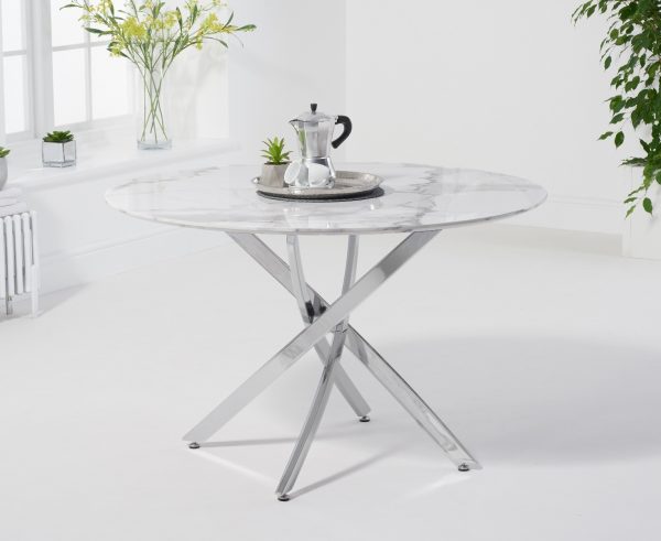 Comiso 120cm Round White Marble Dining Table