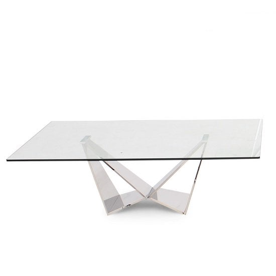 Feering Glass Coffee Table In Clear With Stainless Steel Base Feering Glass Coffee Table In Clear With Stainless Steel Base