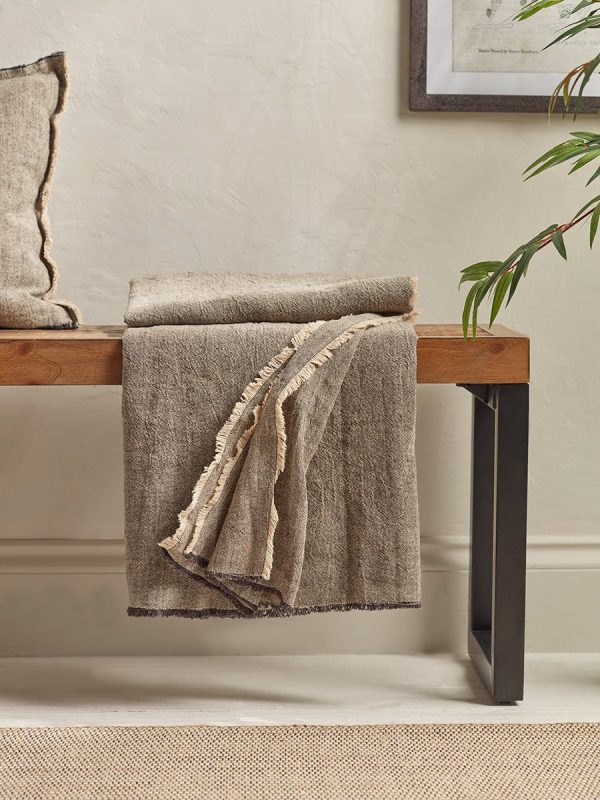 Frayed Edge Throw - Slate Grey