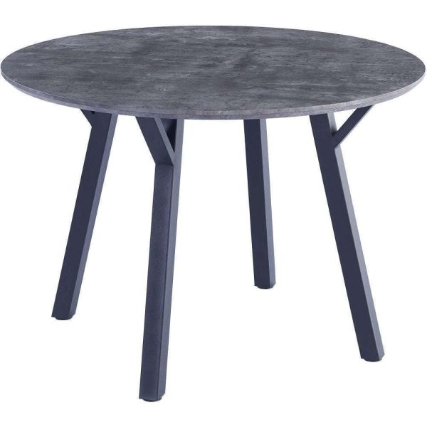 Frisco Wooden Dining Table Round In Concrete Effect