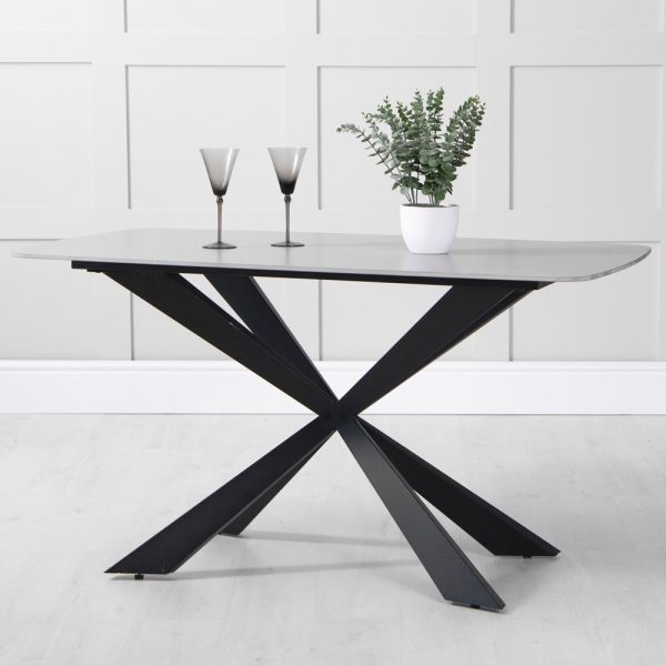 Lamar Sintered Stone Dining Table Rectangular In Grey