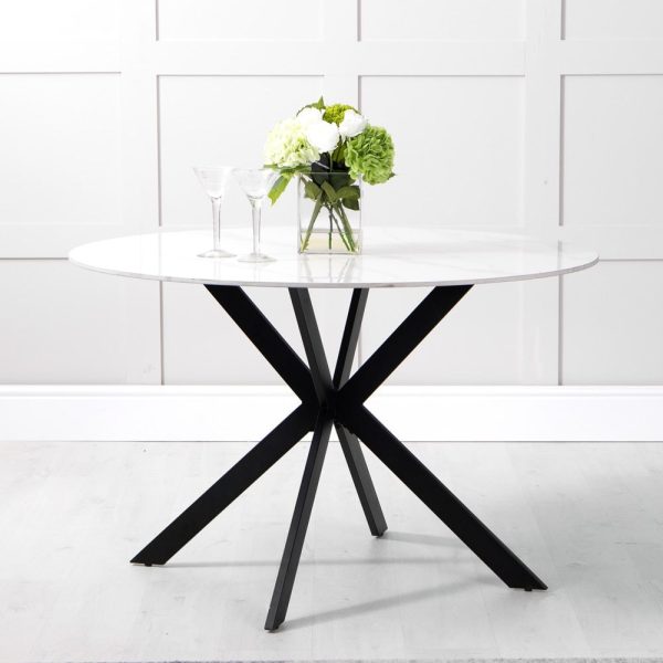 Lamar Sintered Stone Dining Table Round In White