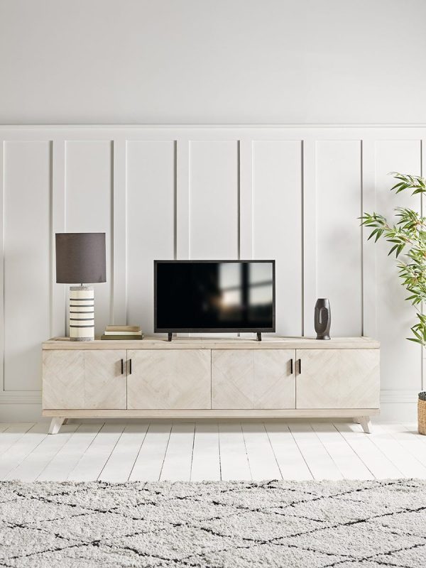 Limewashed Parquet Media Unit