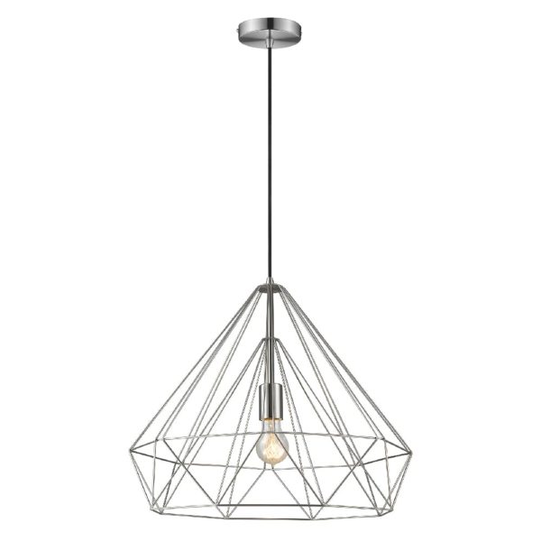 Merton Metal Pendant Light Large In Satin Nickel