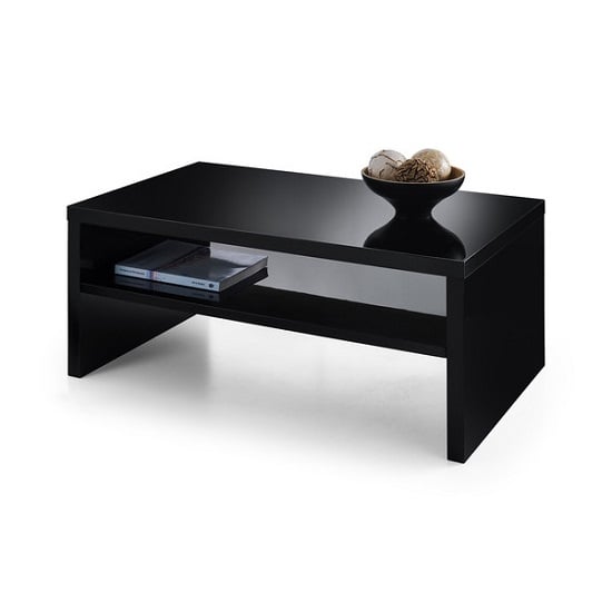 Metric Coffee Table In Black High Gloss With UnderShelf