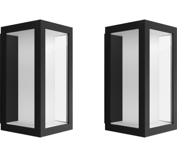 Philips Hue Impress White & Colour Ambiance Smart Outdoor LED Wall Light - Slim, Twin Pack