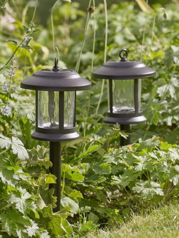 Two Textured Glass Stake Lights
